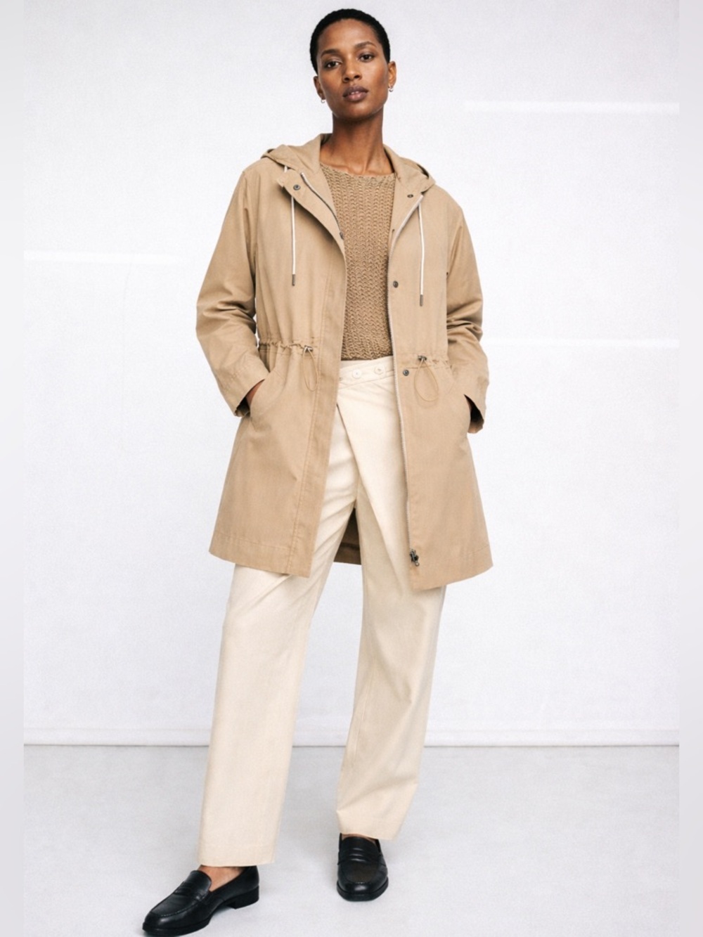 Brochu Walker Prato Anorak Jacket Small Neutral Utility Hooded Coat